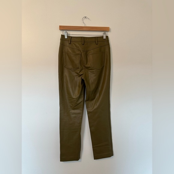 Halogen Faux Leather High Rise Olive Green Pants - Picture 7 of 8